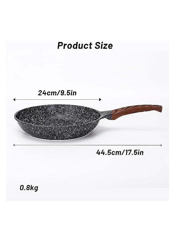Nonstick Frying Pan Skillet, 24CM Non Stick Granite Coating Omelette Pan, Egg Pan Fry Pan Healthy Stone Cookware Chef's Pan