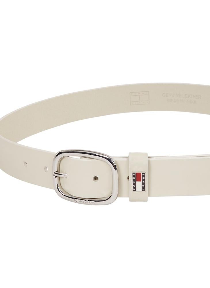 LEATHER BELT WITH OVAL BUCKLE