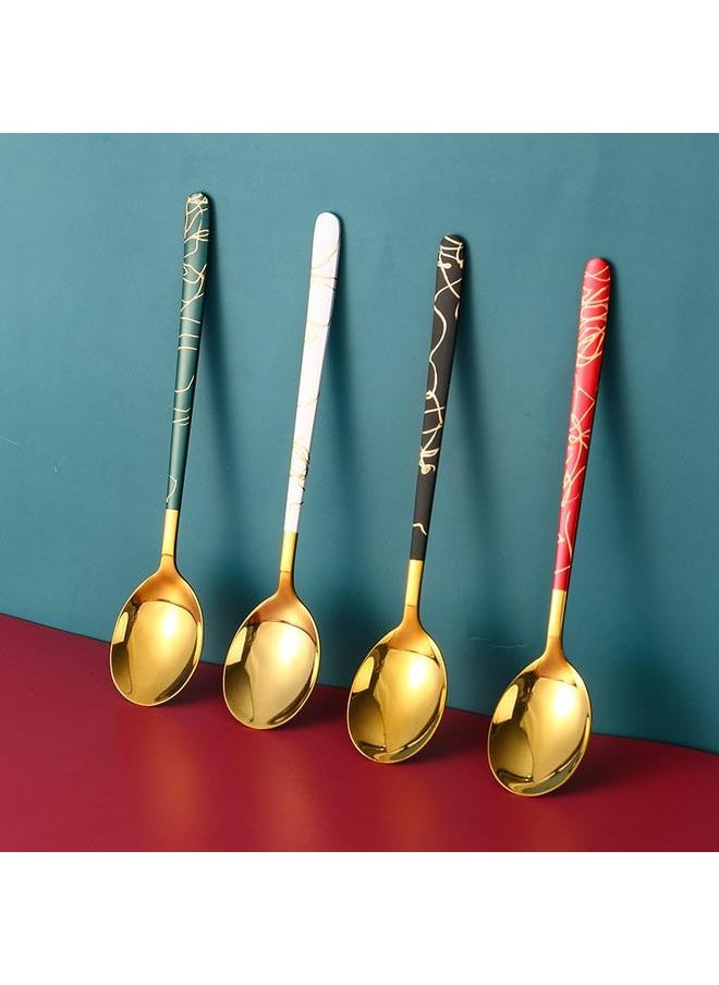 4pcs Stainless Steel Mixing Spoon Stainless Steel Spoons Dessert Spoons Home Use Spoon Wear-resistant Spoons Portable Spoons