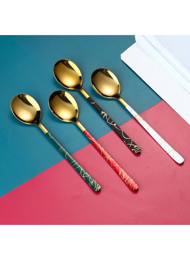 4pcs Stainless Steel Mixing Spoon Stainless Steel Spoons Dessert Spoons Home Use Spoon Wear-resistant Spoons Portable Spoons