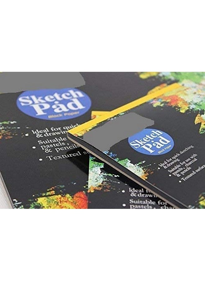 eS³kube 1 Book A4 Size 20 Pages 140 GSM Black Paper Drawing Pad Sketching Book with Hardback & 12pc Colorful Neon Glitter Gel Ink Pen Set for Artists
