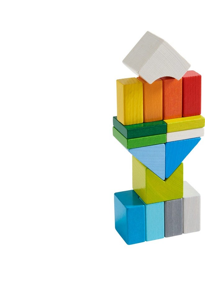 HABA Chromatix Wooden Blocks - 19 Piece Building Block Set - for Children Ages 3+