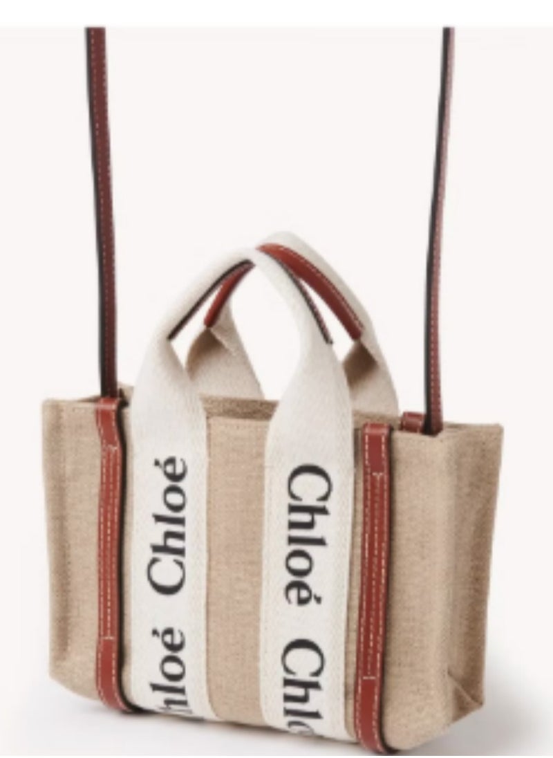 MINI WOODY TOTE BAG IN LINEN