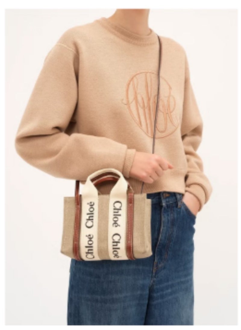 MINI WOODY TOTE BAG IN LINEN