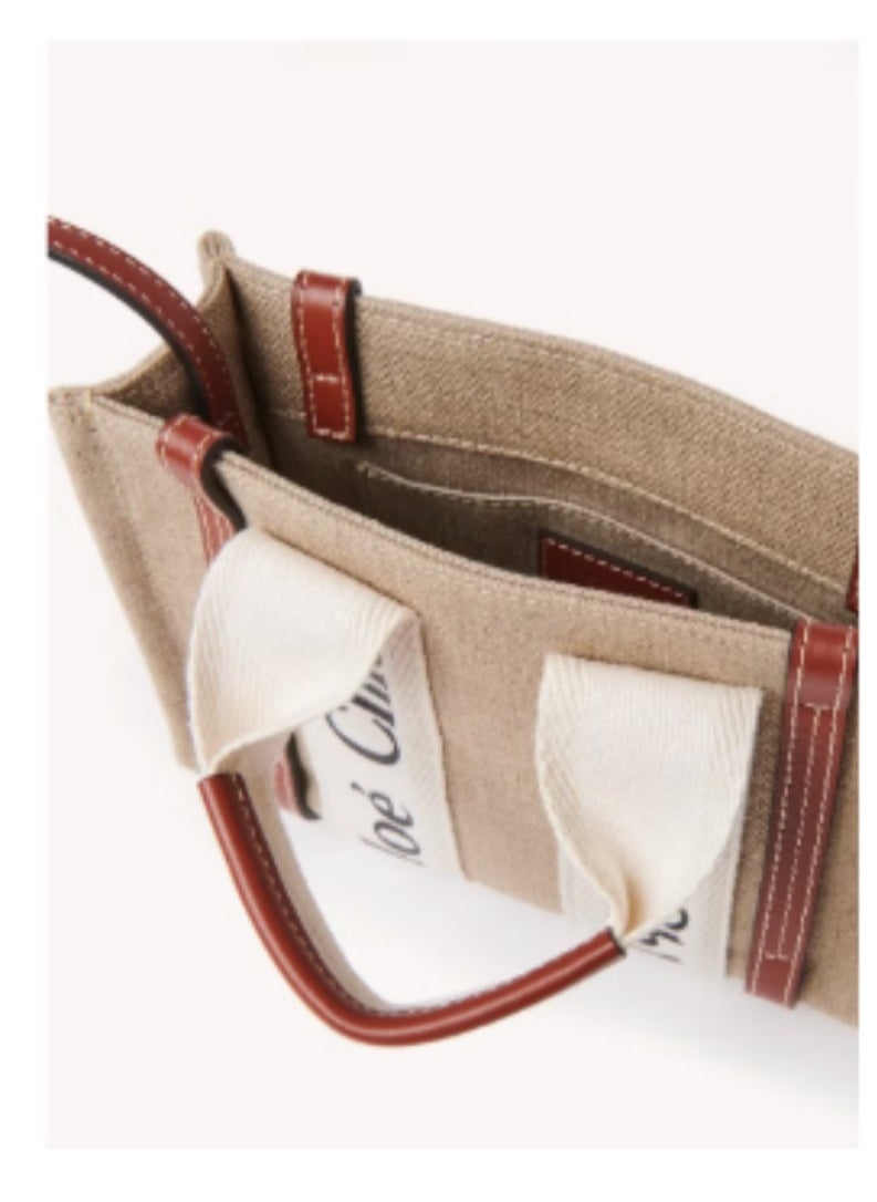 MINI WOODY TOTE BAG IN LINEN
