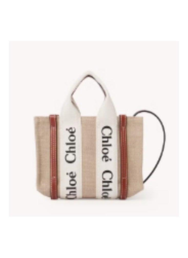 MINI WOODY TOTE BAG IN LINEN