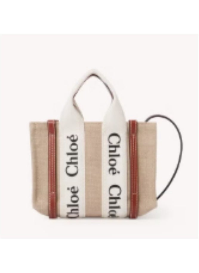 MINI WOODY TOTE BAG IN LINEN