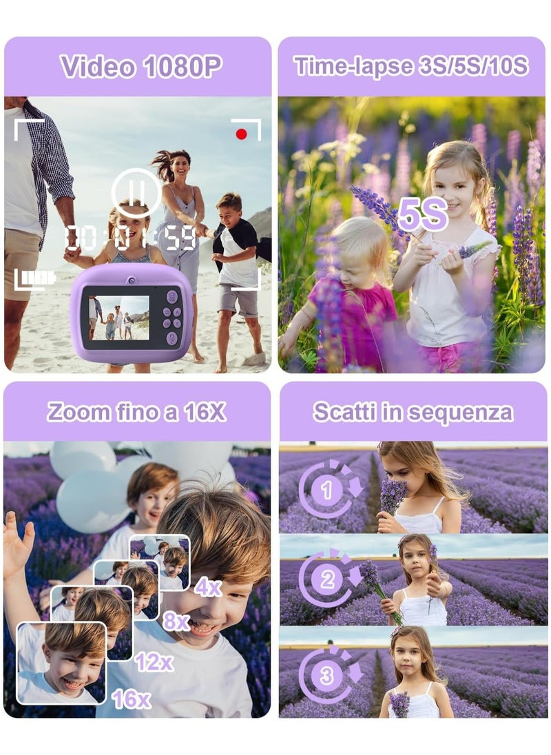 Kids Camera Instant Print, Camera for Kids with Printing Photo Paper Toys for Kids Aged 3-14 Toddler Digital Camera