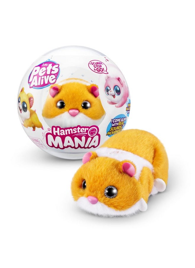 Pets Alive Hamstermania (Orange) by ZURU Hamster, Electronic Pet, 20+ Sounds Interactive, Hamster Ball Toy for Girls and Children