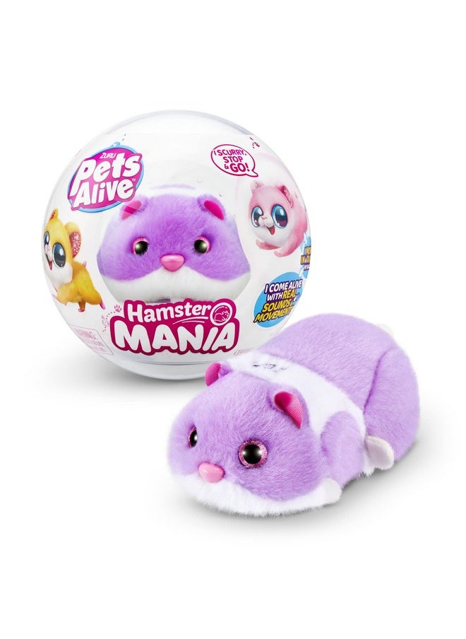 Pets Alive Hamstermania (Purple) by ZURU Hamster, Electronic Pet, 20+ Sounds Interactive, Hamster Ball Toy for Girls and Children