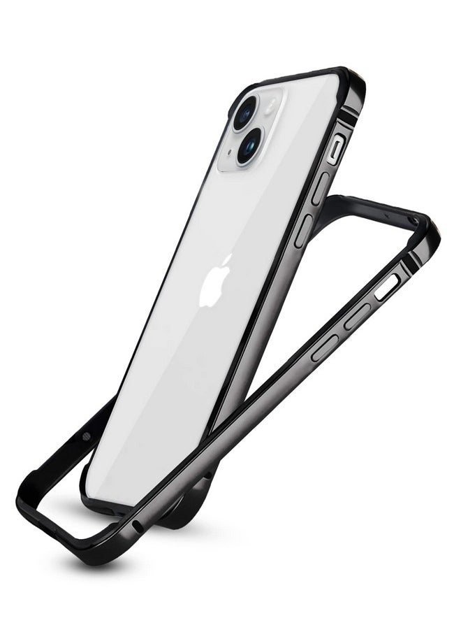 RAEGR iPhone 14 / iPhone 13/13 Pro Case | Anodized Aluminum Bumper | Mag-Safe Compatible| Edge Armor Protective Minimal Case Designed for iPhone 14/13 / 13 Pro (6.1 -Inch) 2022 - Black RG10425