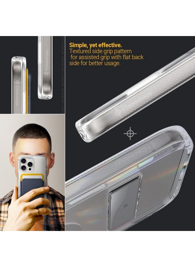 CASEOLOGY by Spigen Capella Mag Kickstand Back Cover Case Competible with iPhone 15 Pro Case (TPU and Polycarbonate | Clear Titan Natural)