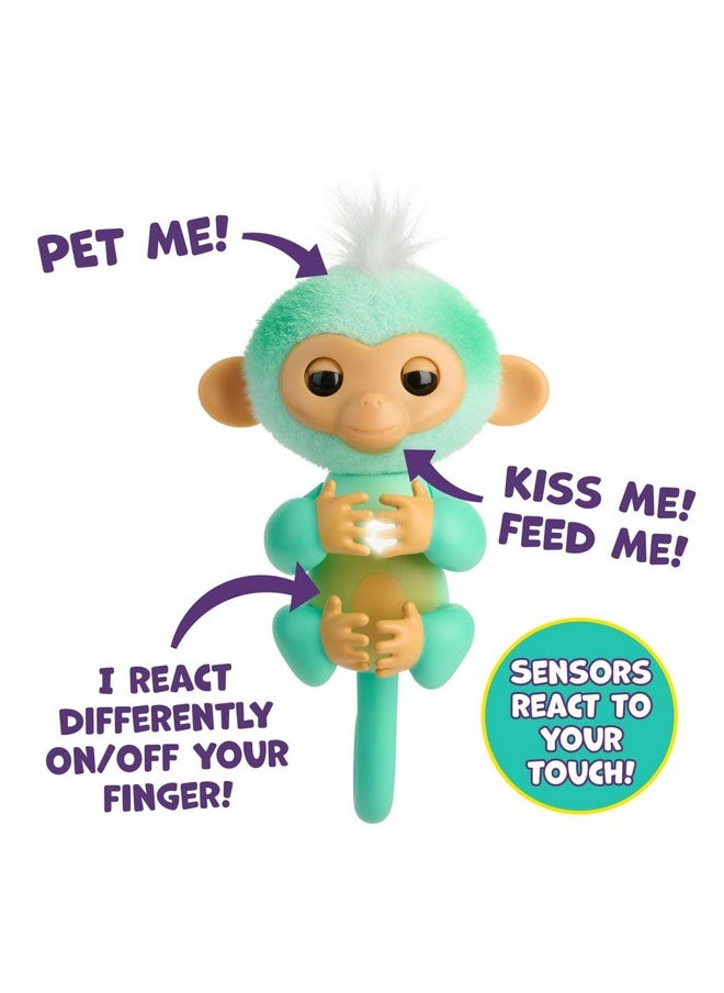 Fingerlings 2023 NEW Interactive Baby Monkey Reacts to Touch - 70+ Sounds & Reactions - Ava , Teal