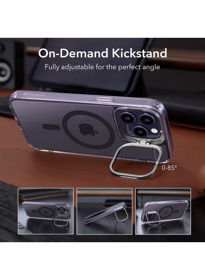ESR for iPhone 14 Pro Max Case, Compatible with MagSafe, Adjustable Camera Ring Stand, Scratch Resistant Back, Military-Grade Protection, TPU, Classic Magnetic Back Cover with Kickstand, Purple