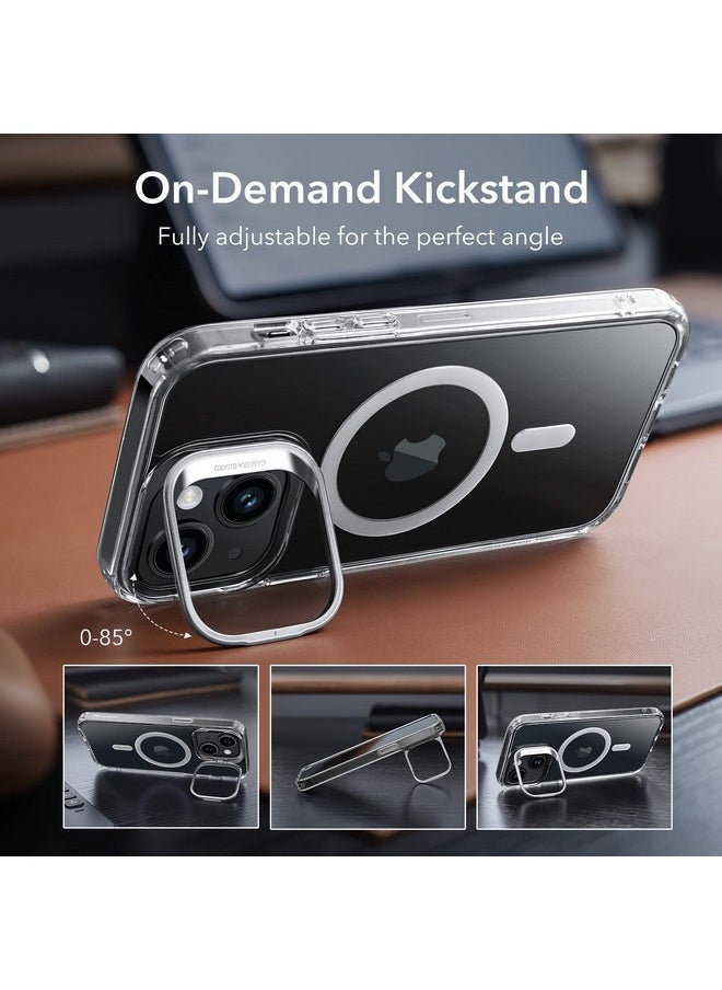 ESR for iPhone 13/14 Case, Compatible with MagSafe, Adjustable Camera Ring Stand, Scratch Resistant Back, Military-Grade Protection, TPU, Classic Magnetic Back Cover with Kickstand, Clear