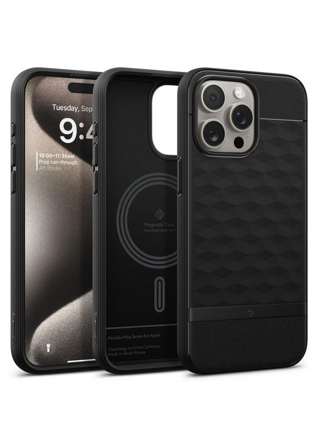 CASEOLOGY by Spigen Parallax Mag Back Cover Case Compatible with iPhone 15 Pro Case (TPU and Polycarbonate | Matte Black)