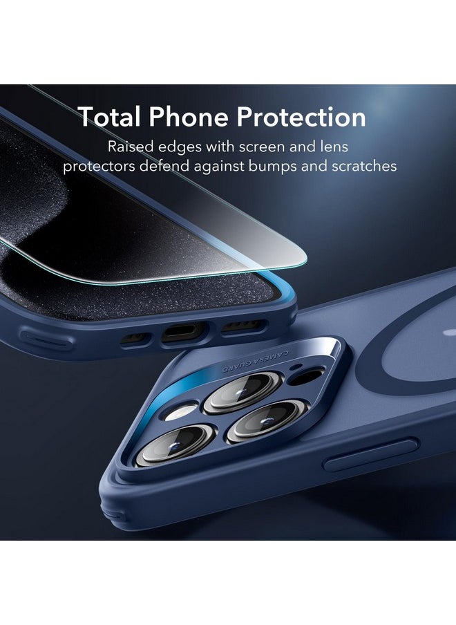 ESR for iPhone 15 Pro Case (5 in 1) Set, Translucent Matte Case with Screen Protector and Camera Lens Protectors, Compatible with MagSafe, Military-Grade Protection, Classic Series, Frosted Blue