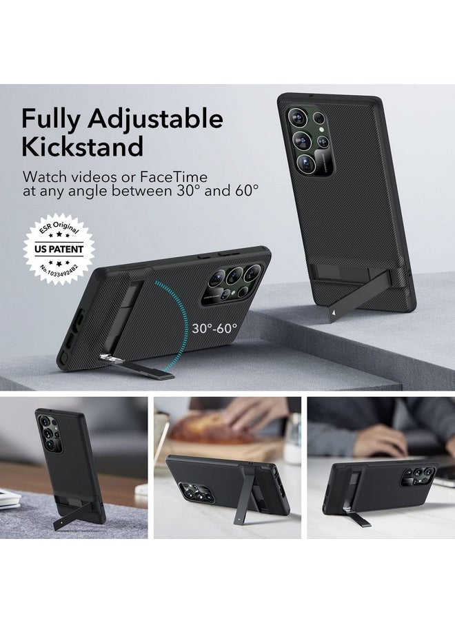 ESR for Samsung Galaxy S23 Ultra Case with Adjustable Stand, Military-Grade Drop Protection, 3 Stand Modes, TPU, Supports Wireless Charging, Slim Patented Metal Kickstand Phone Back Cover, Black