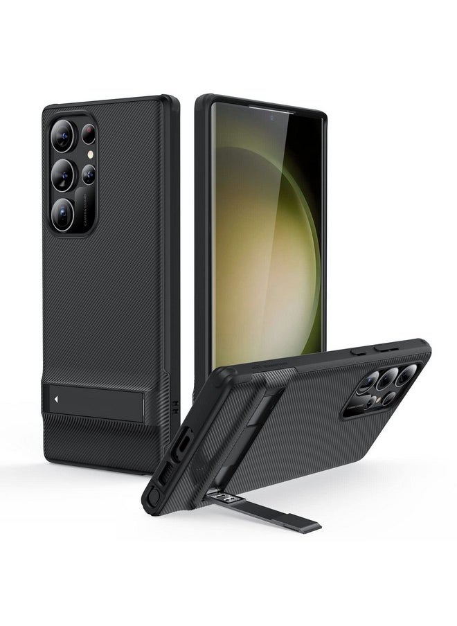 ESR for Samsung Galaxy S23 Ultra Case with Adjustable Stand, Military-Grade Drop Protection, 3 Stand Modes, TPU, Supports Wireless Charging, Slim Patented Metal Kickstand Phone Back Cover, Black