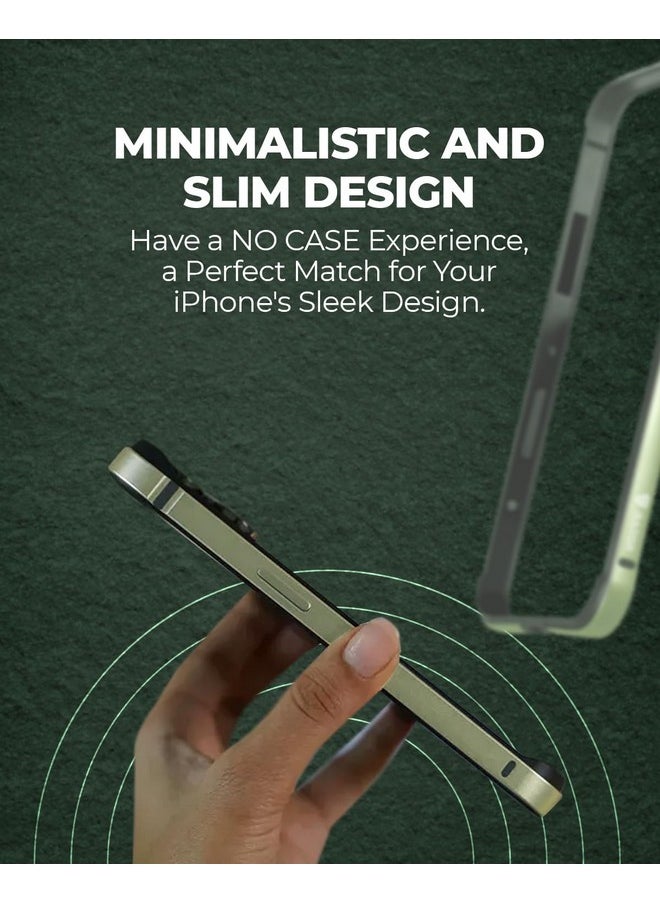 RAEGR iPhone 15 Case | Anodized Aluminum Bumper | Mag-Safe Compatible | Edge Armor Protective Minimal Case Designed for iPhone 15 (6.1-Inch) 2023 - Light Green RG10588
