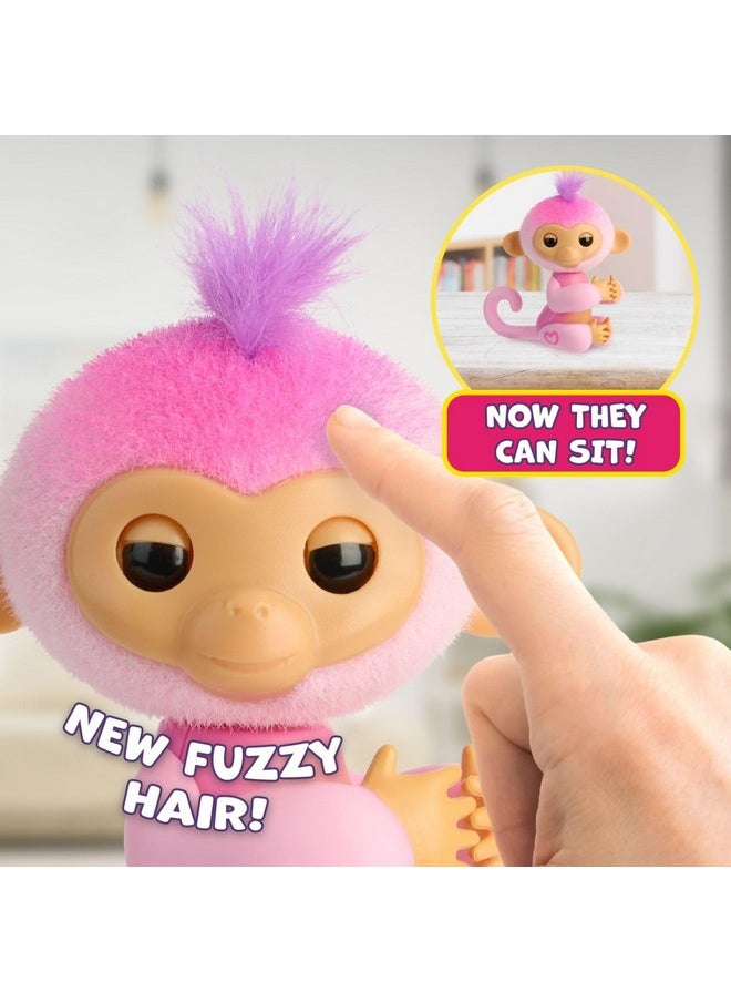 Fingerlings 2023 New Interactive Baby Monkey Reacts to Touch - 70+ Sounds & Reactions - Harmony (Pink)