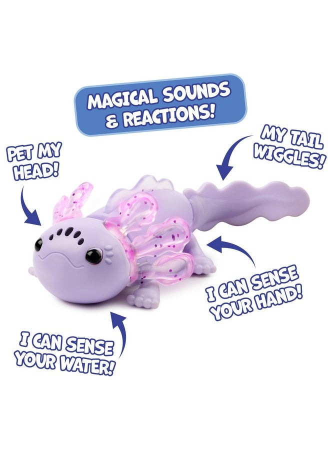 Fingerlings Interactive Baby Axolotl, Auggie (Purple), Swims & Lights Up