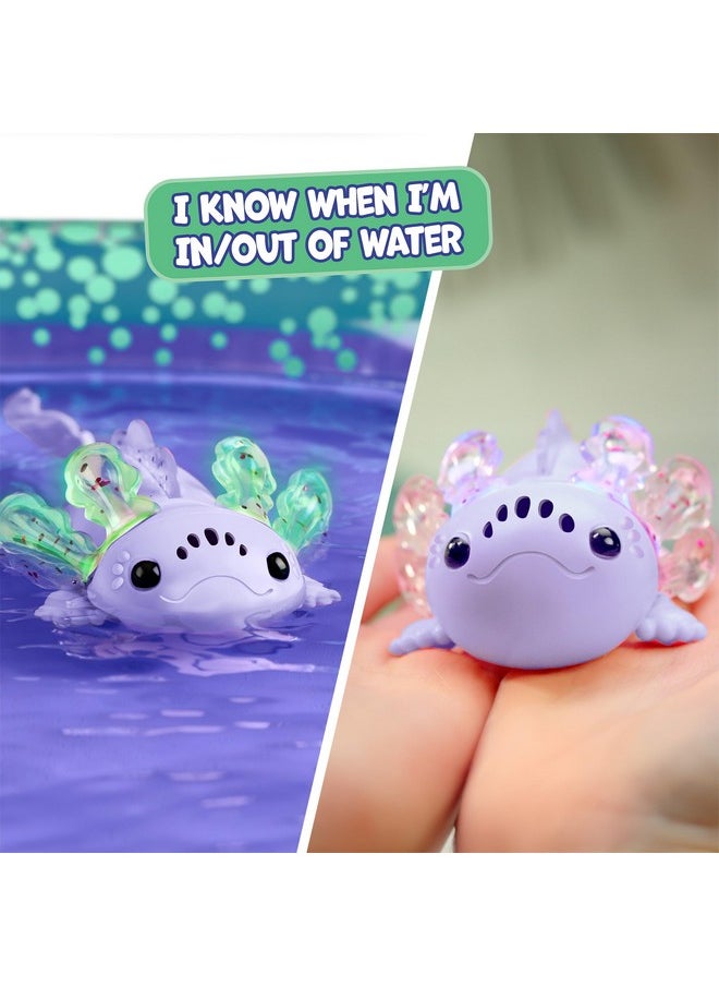 Fingerlings Interactive Baby Axolotl, Auggie (Purple), Swims & Lights Up
