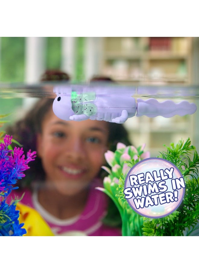 Fingerlings Interactive Baby Axolotl, Auggie (Purple), Swims & Lights Up