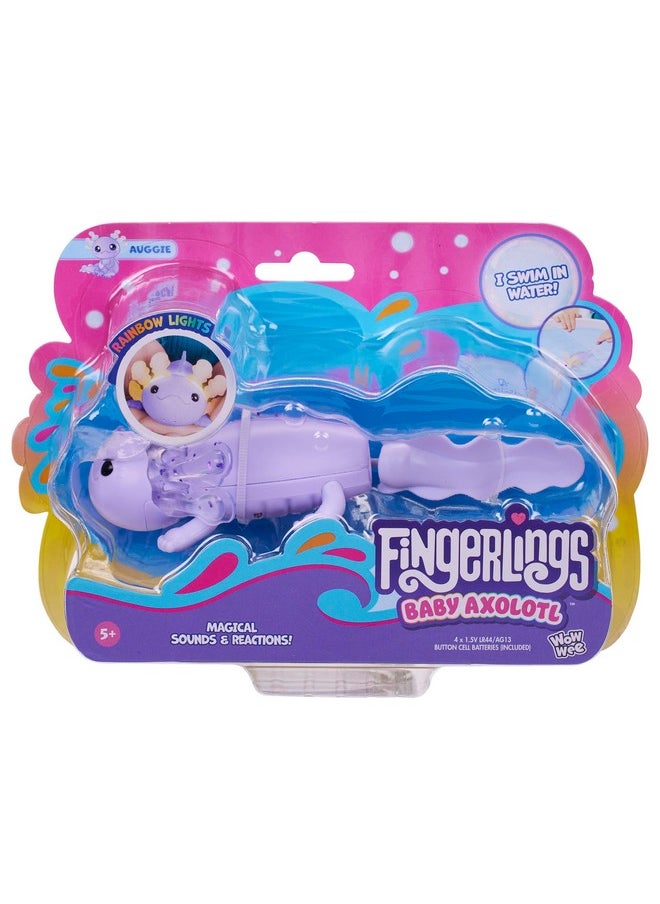 Fingerlings Interactive Baby Axolotl, Auggie (Purple), Swims & Lights Up