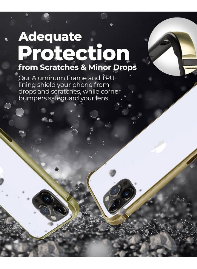 RAEGR iPhone 15 Pro Max Case | Anodized Aluminum Bumper | Supports Mag-Safe Wireless Charging | Edge Armor Protective Minimal Case Designed for iPhone 15 Pro Max (6.7-Inch) (2023) - Gold RG10532