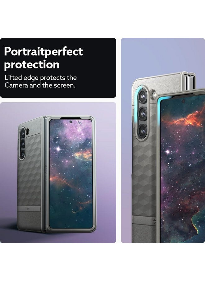 CASEOLOGY by Spigen Parallax Back Cover Case Compatible with Samsung Galaxy Z Fold 5 [Air Space Technology Protection] Dual Protection Case for Samsung Z Fold 5 5G (TPU and PC | Ash Gray)