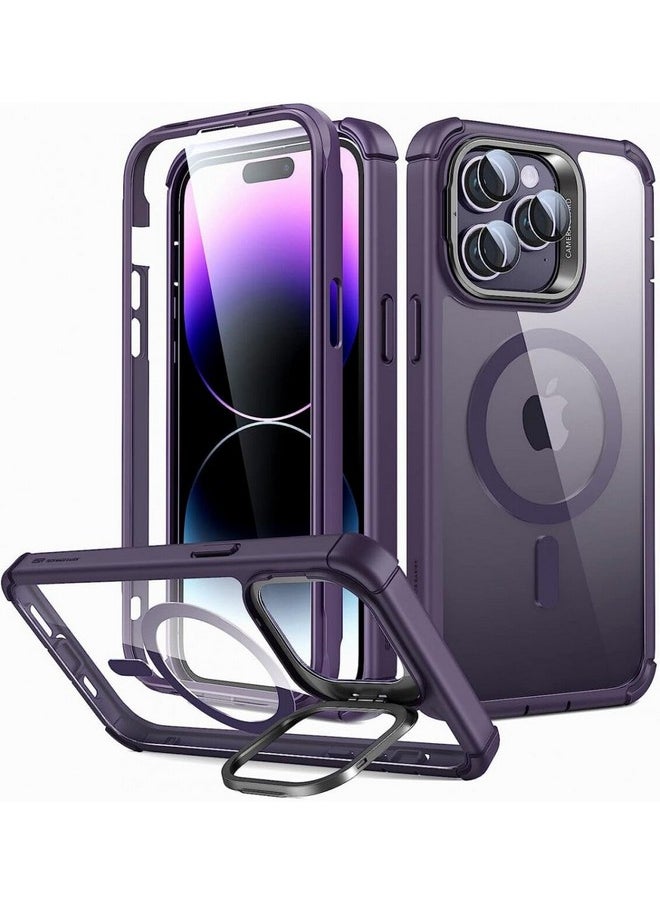 ESR for iPhone 14 Pro Max Case, Compatible with MagSafe, Full Body Shockproof, Military-Grade Protection, TPU+PC, Magnetic Phone Case for iPhone 14 Pro Max, Shock Kickstand Cover, Clear Purple