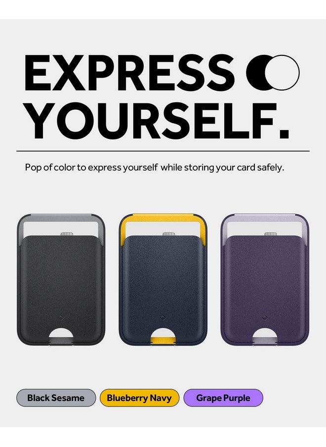 CASEOLOGY Nano Pop Magsafe Wallet Stand [Powerful Double Structure] Non-Slip Silicon and Magnetic Card Holder Stand for iPhone 14 13 12 11, Not Compatible with 13/12 Mini - Black Sesame