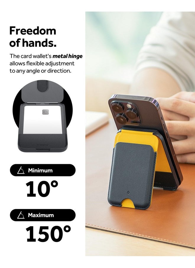 CASEOLOGY Nano Pop Magsafe Wallet Stand [Powerful Double Structure] Non-Slip Silicon and Magnetic Card Holder Stand for iPhone 14 13 12 11, Not Compatible with 13/12 Mini - Black Sesame