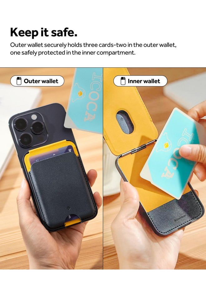CASEOLOGY Nano Pop Magsafe Wallet Stand [Powerful Double Structure] Non-Slip Silicon and Magnetic Card Holder Stand for iPhone 14 13 12 11, Not Compatible with 13/12 Mini - Black Sesame
