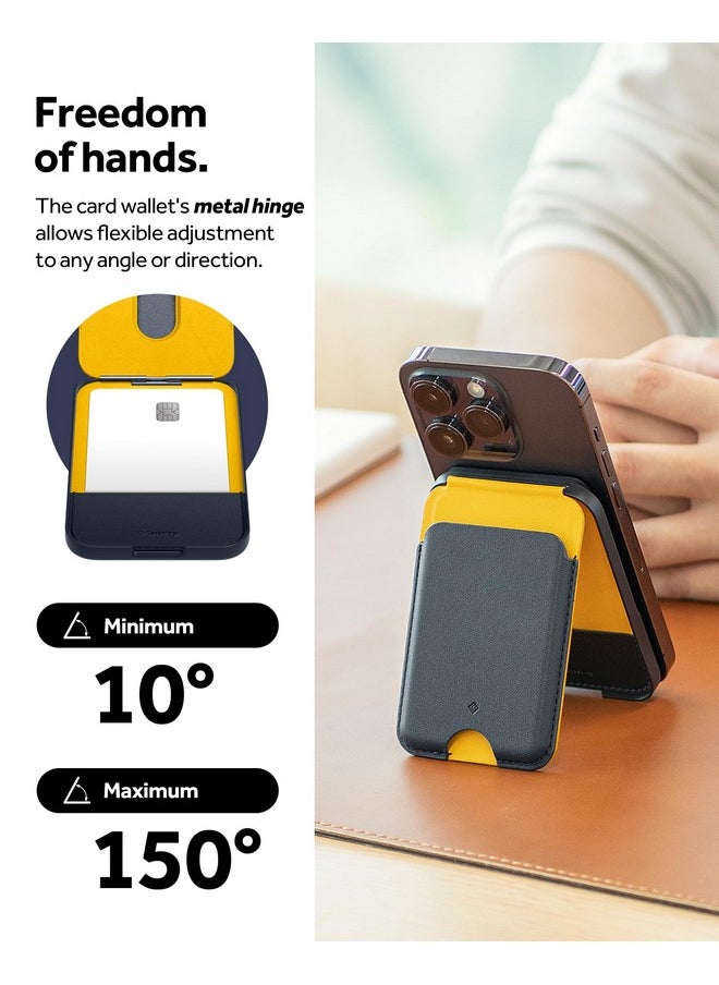CASEOLOGY Nano Pop Magsafe Wallet Stand [Powerful Double Structure] Non-Slip Silicon and Magnetic Card Holder Stand for iPhone 14 13 12 11, Not Compatible with 13/12 Mini - Blueberry Navy