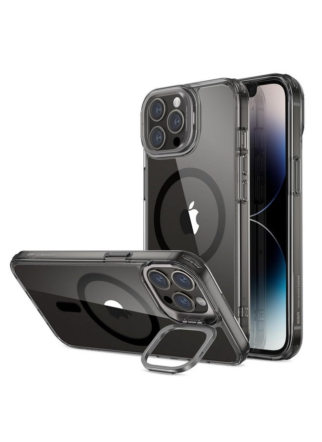ESR for iPhone 14 Pro Max Case, Compatible with MagSafe, Adjustable Camera Ring Stand, Scratch Resistant Back, Military-Grade Protection, TPU, Classic Magnetic Back Cover with Kickstand, Clear Black