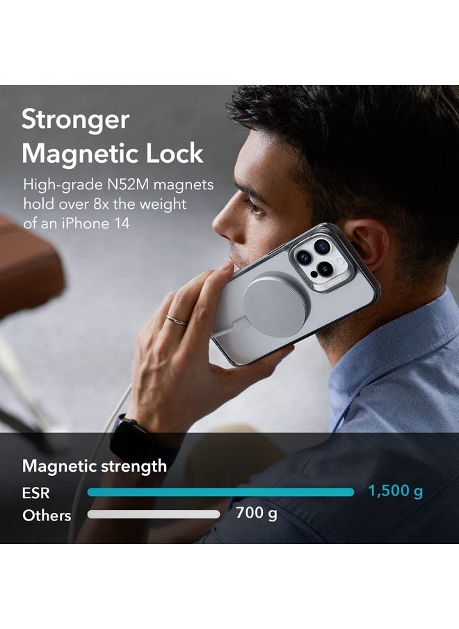 ESR for iPhone 14 Pro Max Case, Compatible with MagSafe, Adjustable Camera Ring Stand, Scratch Resistant Back, Military-Grade Protection, TPU, Classic Magnetic Back Cover with Kickstand, Clear Black