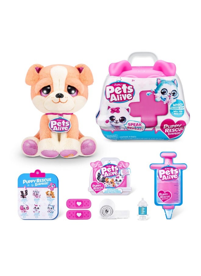 Pets Alive Pet Shop Surprise S3 Puppy Rescue (Bull Dog) by ZURU Surprise Puppy Plush, Ultra Soft Plushies, Compound Surprises Inside, Interactive Toy Pets, Electronic Speak and Repeat