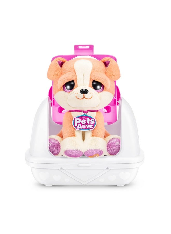 Pets Alive Pet Shop Surprise S3 Puppy Rescue (Bull Dog) by ZURU Surprise Puppy Plush, Ultra Soft Plushies, Compound Surprises Inside, Interactive Toy Pets, Electronic Speak and Repeat