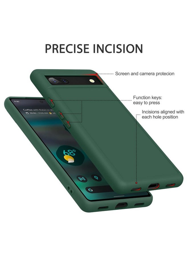Tobfit TPU Case for Google Pixel 6a, Soft Protective Shockproof Phone Cover, Durable Anti-Scratch Smart Phone Case for Women Men(Dark Green)