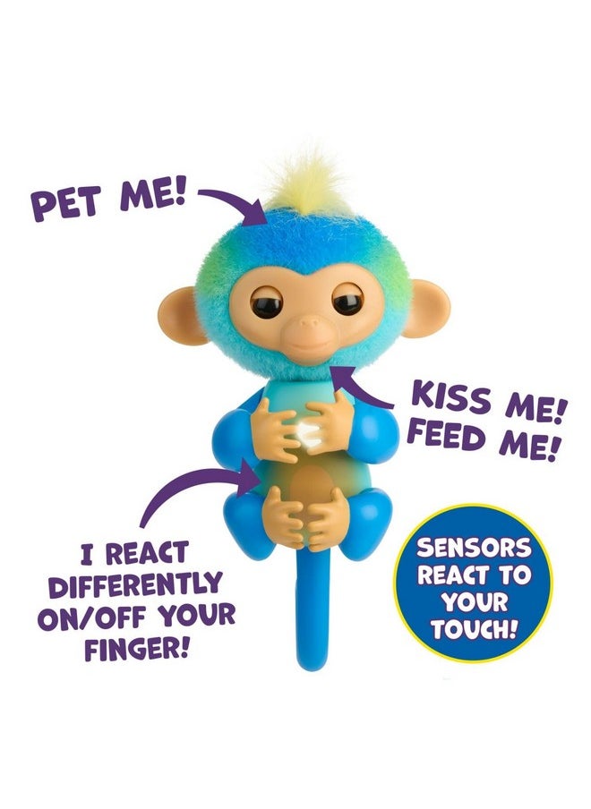 Fingerlings 2023 NEW Interactive Baby Monkey Reacts to Touch - 70+ Sounds & Reactions - Leo (Blue)