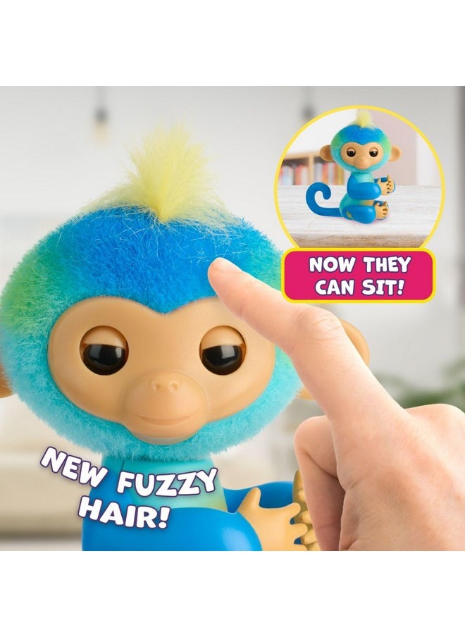Fingerlings 2023 NEW Interactive Baby Monkey Reacts to Touch - 70+ Sounds & Reactions - Leo (Blue)