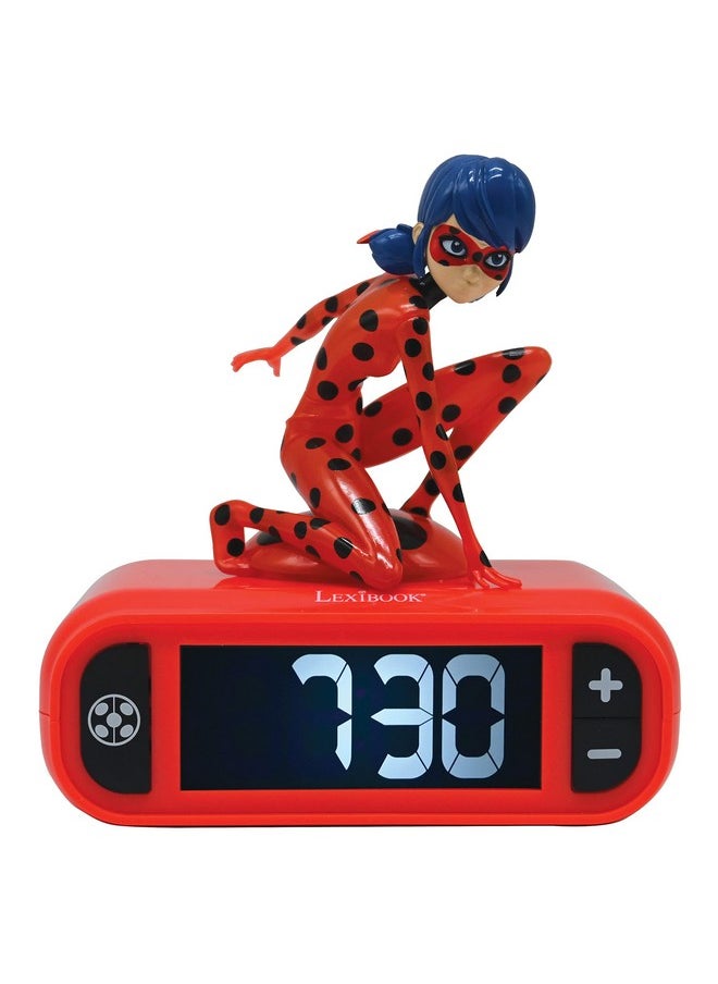 Lexibook - Miraculous Digital Alarm Clock with Night Light Snooze, Clock, Luminous Ladybug, Red colour - RL800MI