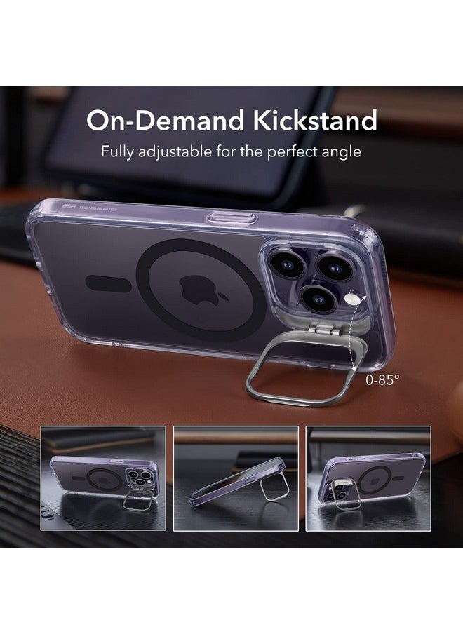 ESR for iPhone 14 Pro Case, Compatible with MagSafe, Adjustable Camera Ring Stand, Scratch Resistant Back, Military-Grade Protection, TPU, Classic Magnetic Back Cover with Kickstand, Purple