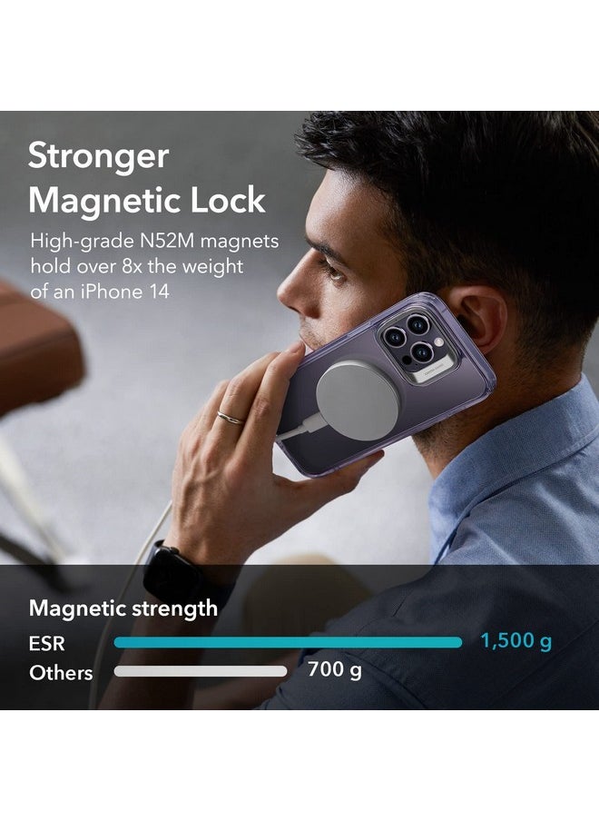 ESR for iPhone 14 Pro Case, Compatible with MagSafe, Adjustable Camera Ring Stand, Scratch Resistant Back, Military-Grade Protection, TPU, Classic Magnetic Back Cover with Kickstand, Purple