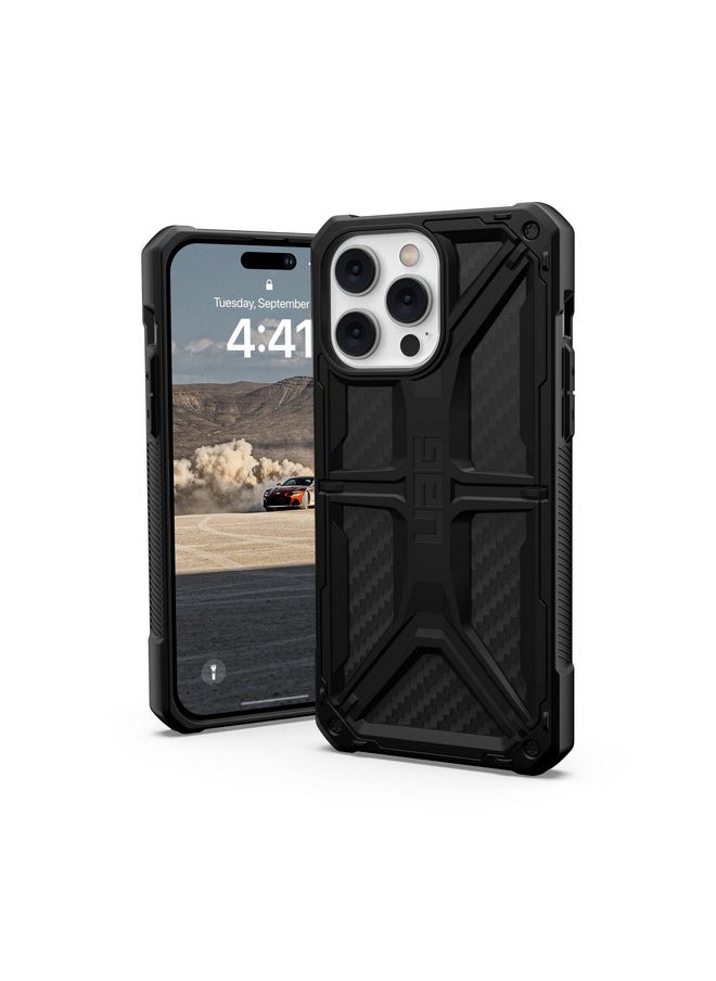 Urban Armor Gear TPU+PC iPhone 14 Pro Max Case,Monarch Rugged Lightweight Premium Protective Case/Cover Designed For iPhone 14 Pro Max(6.7-Inch) Wireless Charging Compatible-Carbon Fiber, Black