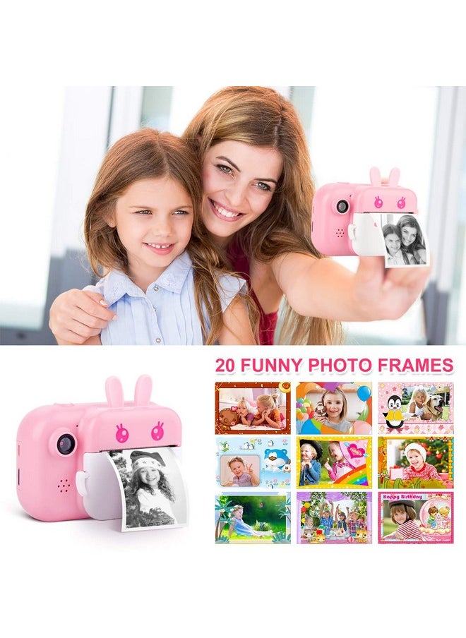 MINIBEAR Instant Camera for Kids Digital Camera for Girls Toddler Camera with Print Paper, 40MP Kids Video Camera Child Selfie Camera Toy Camera Kids Camcorder 2.4 Inch Screen and 32GB TF Card