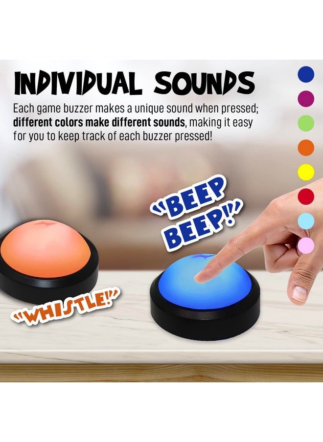 Teacher's Choice Light Up Game Buzzer System, Displays The Winning Player Loud, Unique Sounds for Each Buzzer, Great for Trivia Games, Family Feud, Jeopardy (8 Pack)