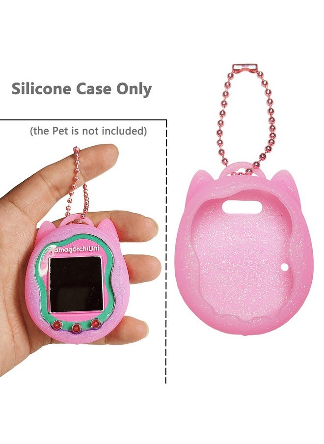 JCHPINE Silicone Case Replacement for Tamagotchi Uni, Screen Protector for Tamagotchi Uni Band Pet Accessories(Silicone Case and Screen Film) (Pink Case)